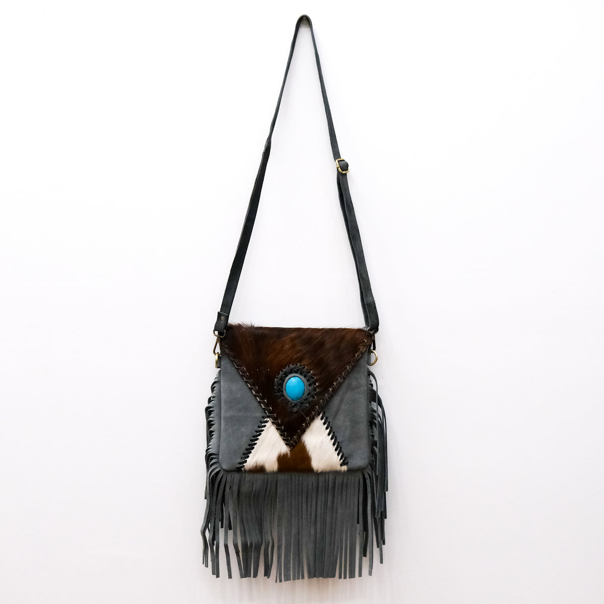 Turquoise Trail One of a Kind Boho Fringe Crossbody Bag