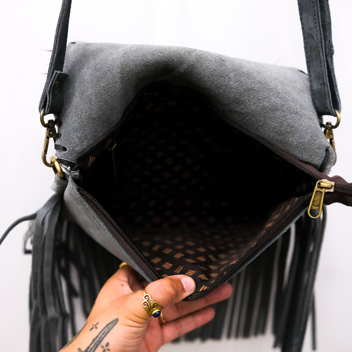 Turquoise Trail One of a Kind Boho Fringe Crossbody Bag