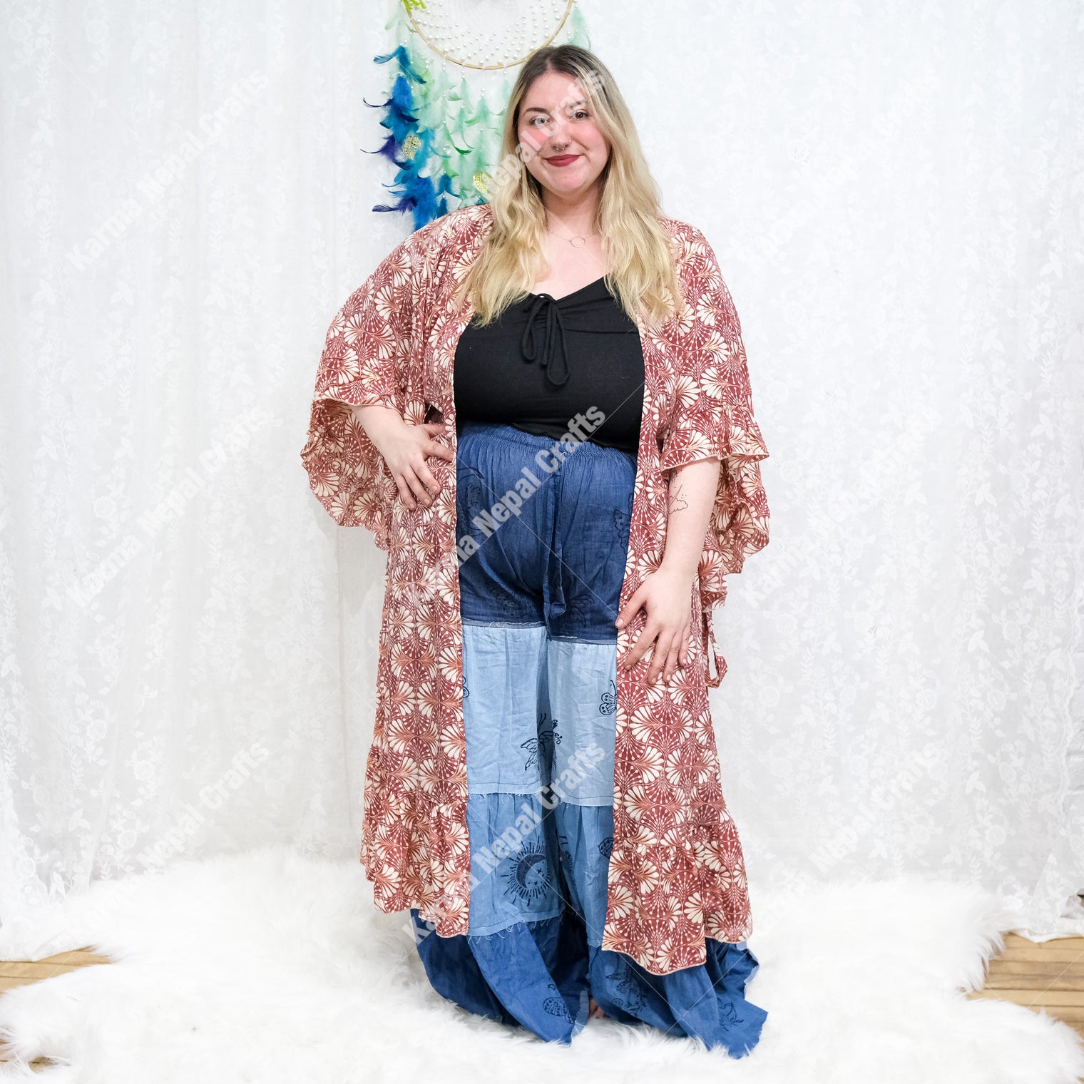 Sienna Moon Long Kimono with Ruffle Sleeve