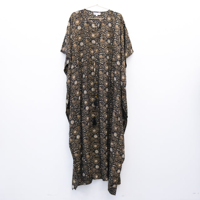 Flowy Celestial Paisley Boho Kaftan Dress