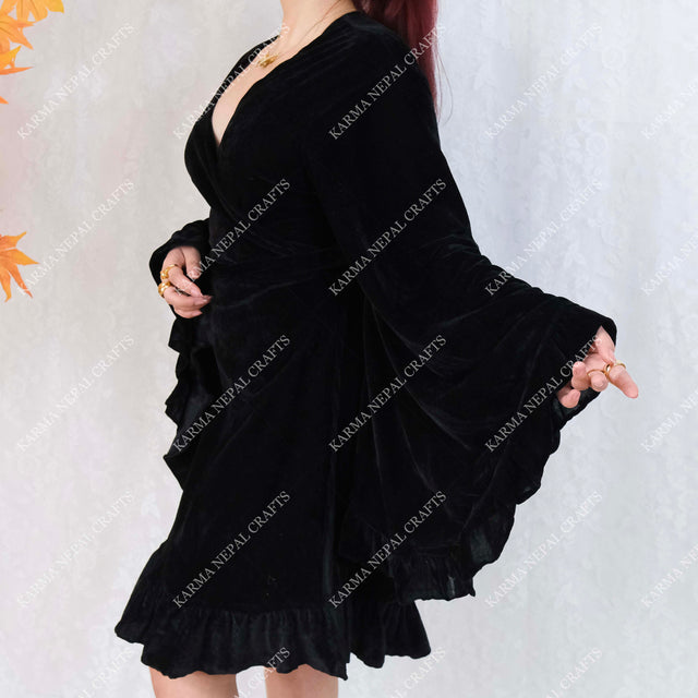 Velvet Mini Wrap Dress