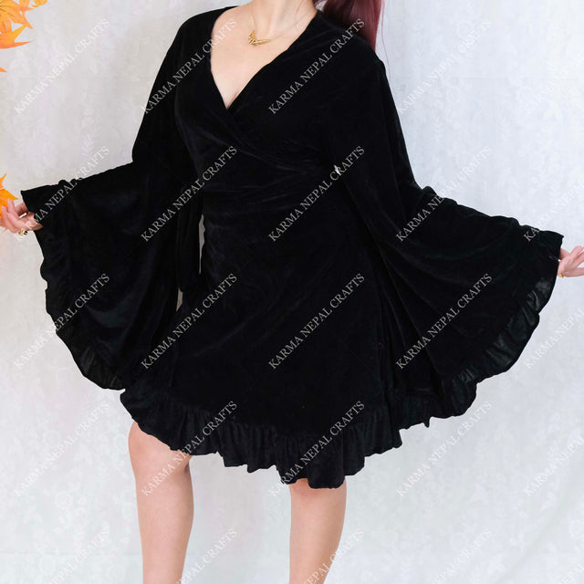 Velvet Mini Wrap Dress