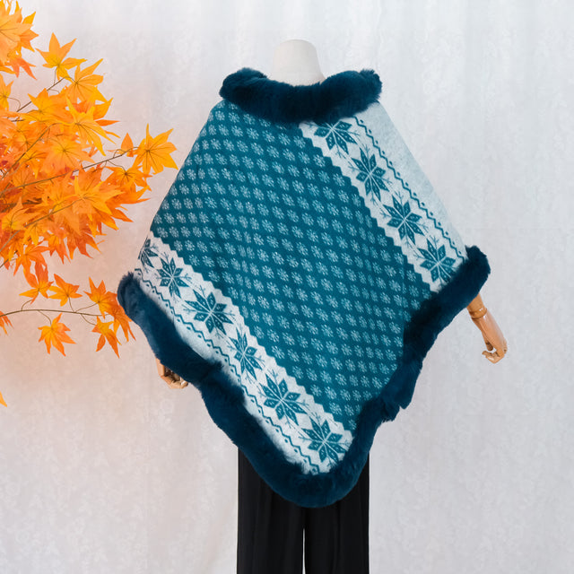 Boho Snowflake Faux Fur Ponchos