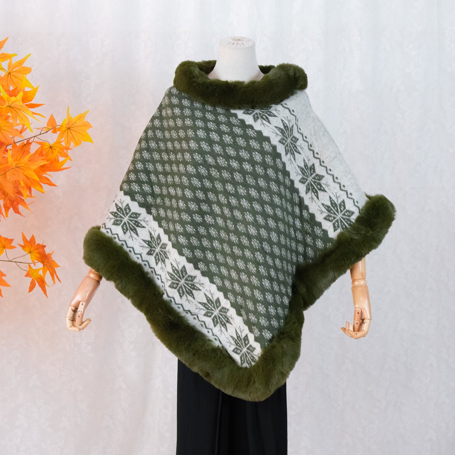 Boho Snowflake Faux Fur Ponchos