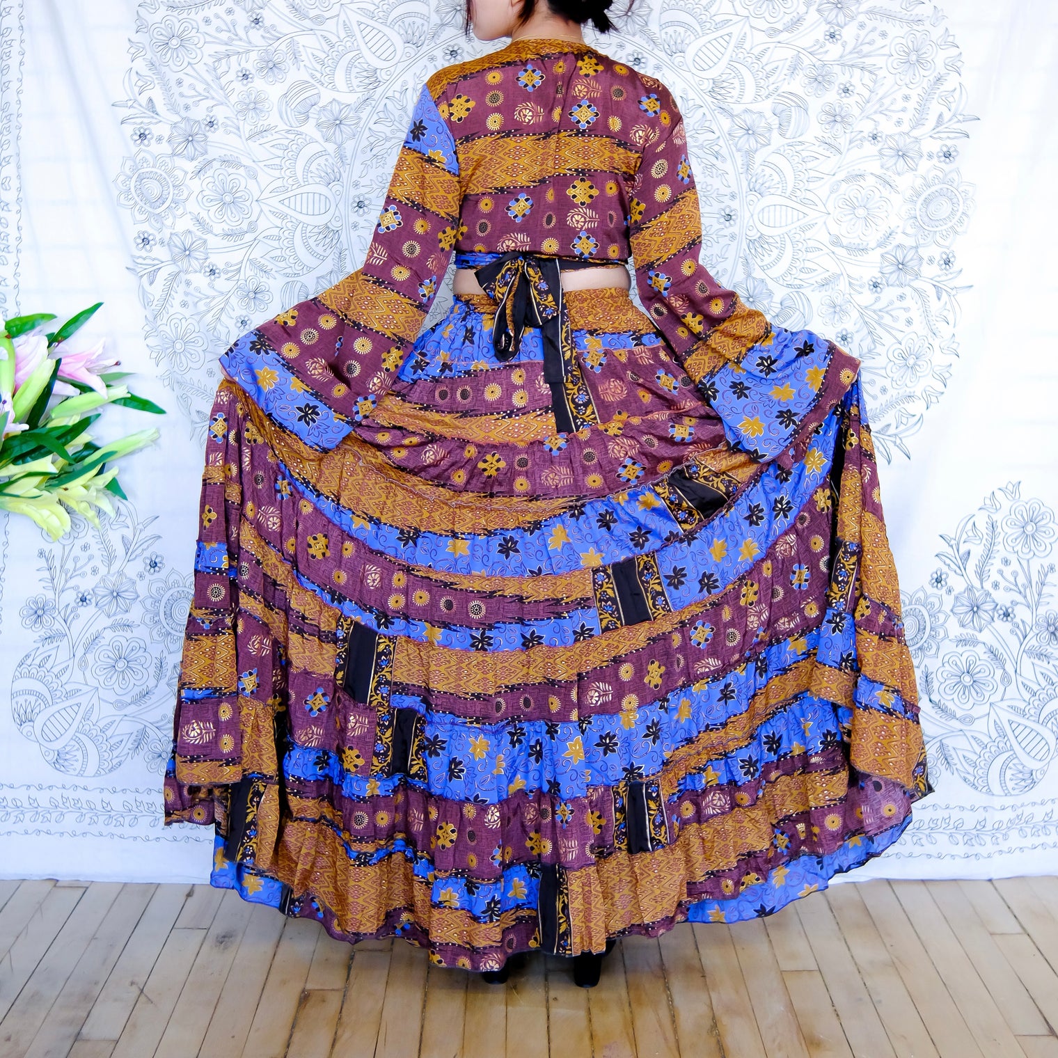 Ethereal Flowy Tiered Skirt with Flare Sleeve Top