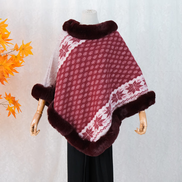 Boho Snowflake Faux Fur Ponchos