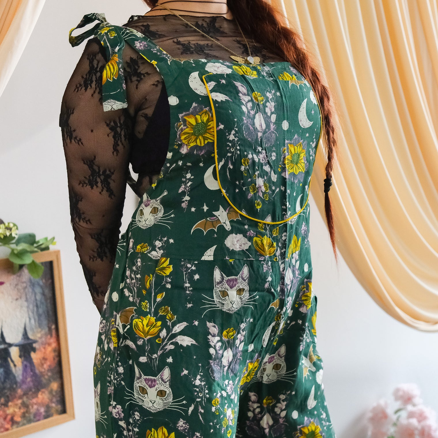 Celestial Cat & Moon Wide Leg Jumpsuit