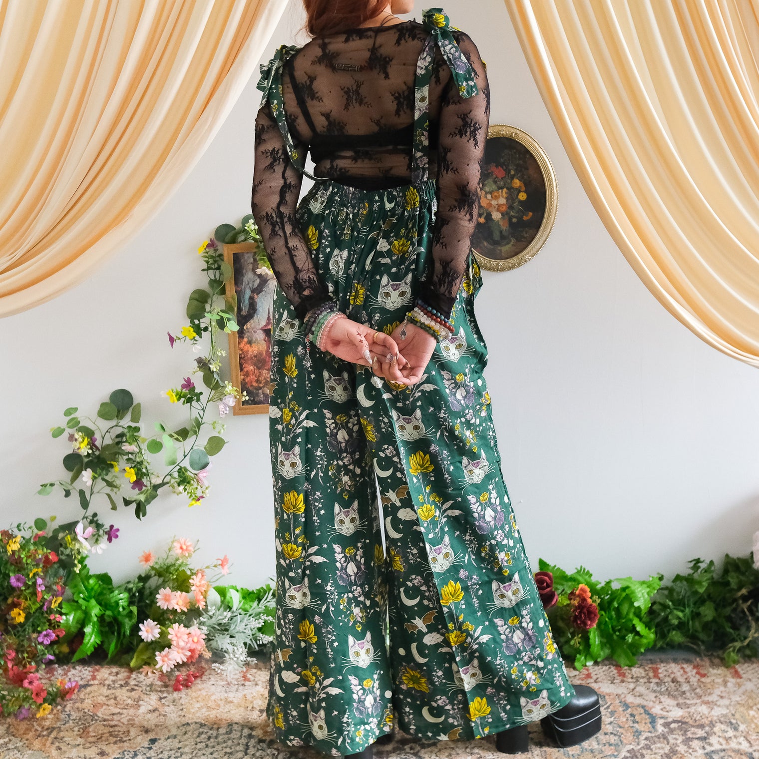 Celestial Cat & Moon Wide Leg Jumpsuit