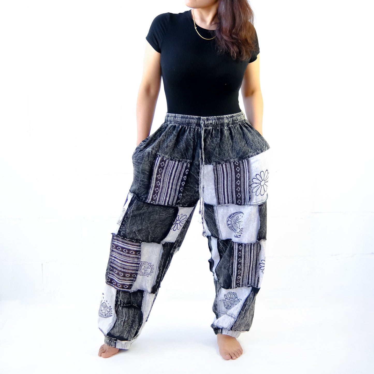 Earth tone Handwoven Patchwork Joggers