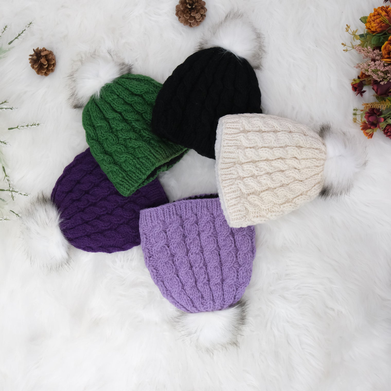 Slouchy Knitted Hat with Pom Pom