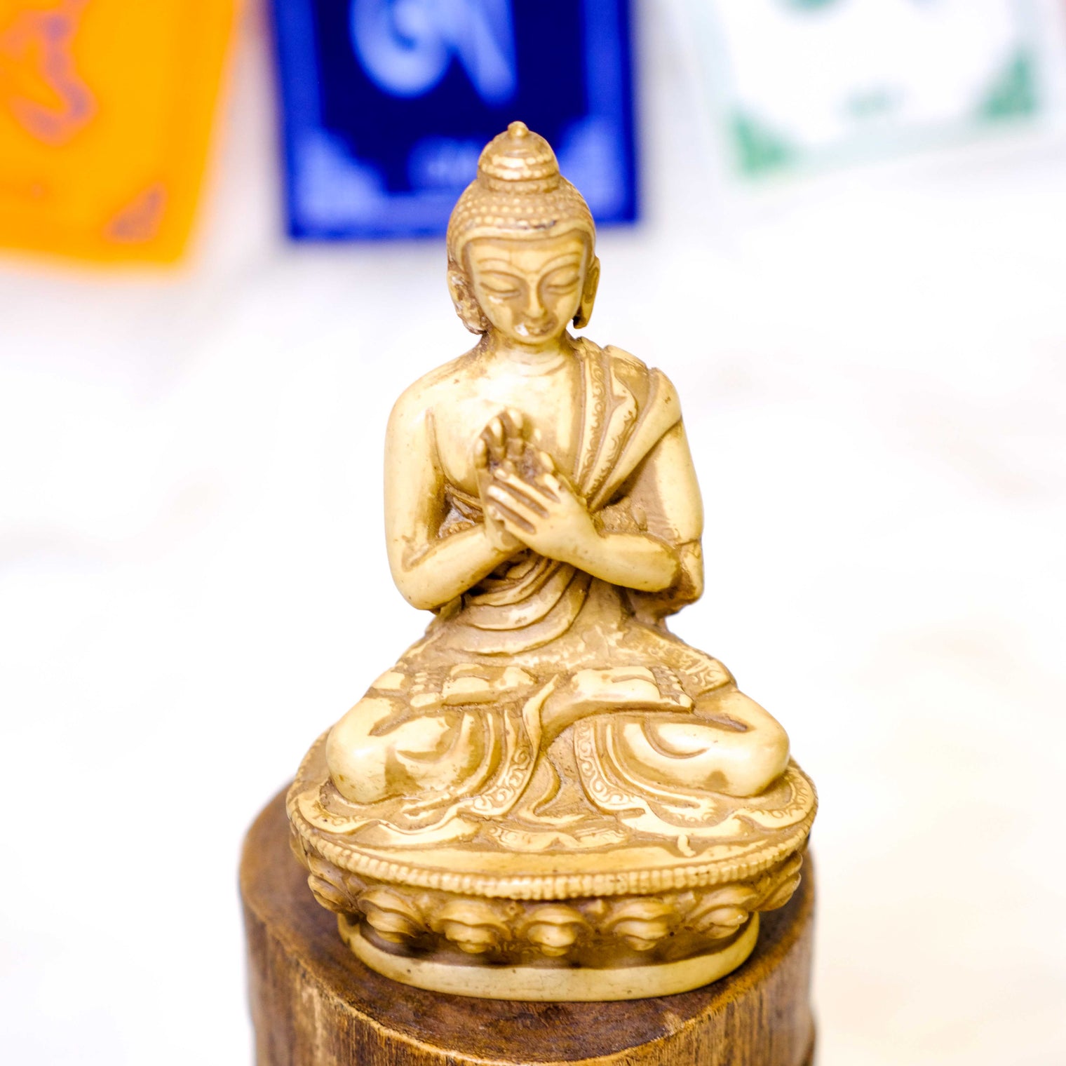 Handcarved Blessing/Dharmachakra Buddha Statue