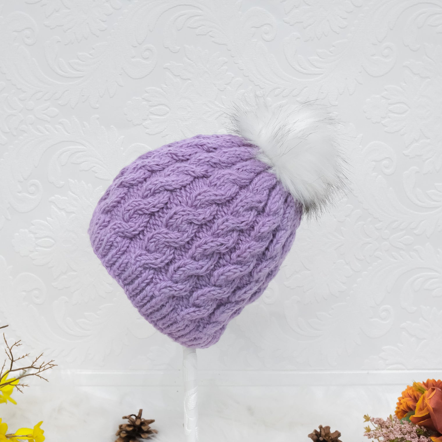 Slouchy Knitted Hat with Pom Pom