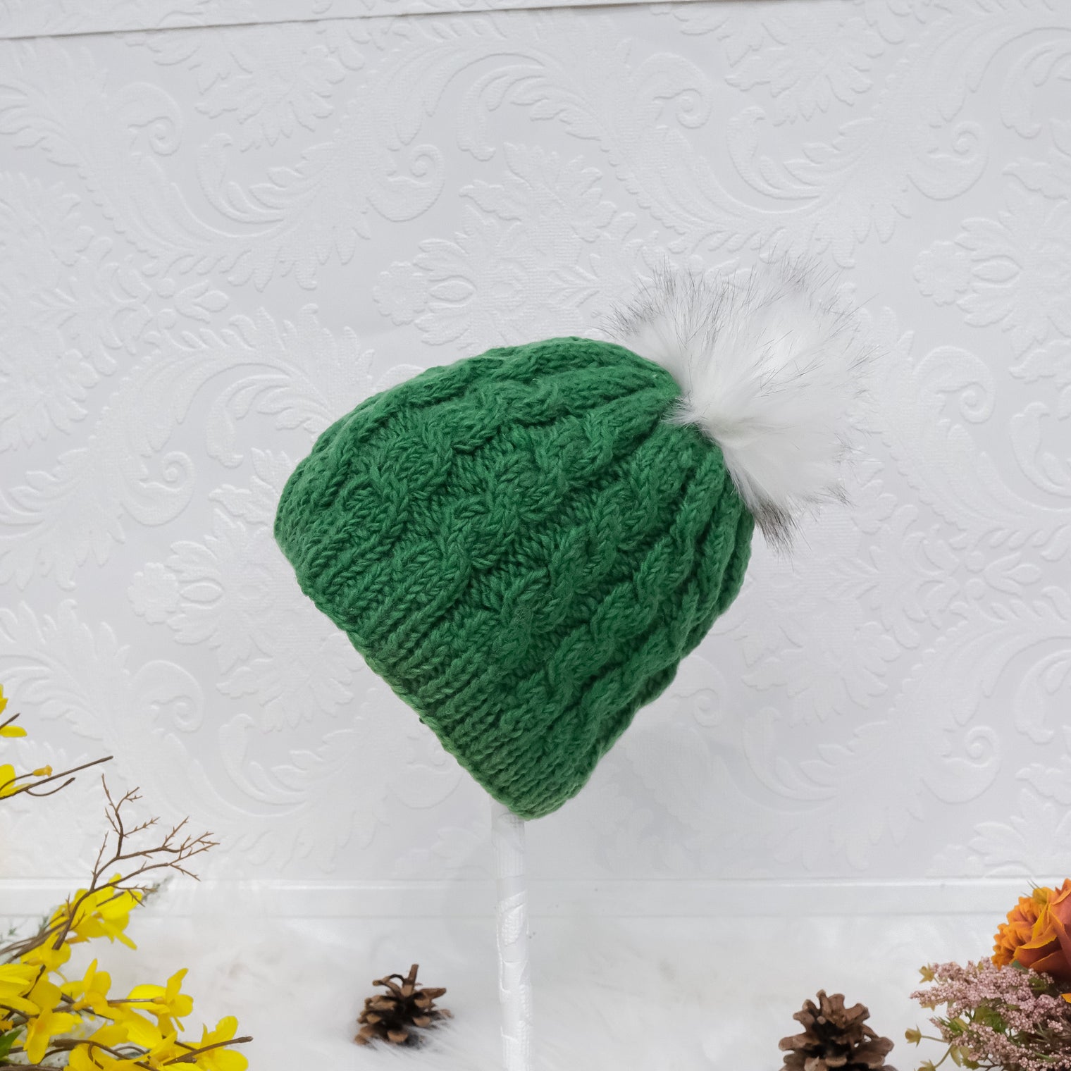 Slouchy Knitted Hat with Pom Pom