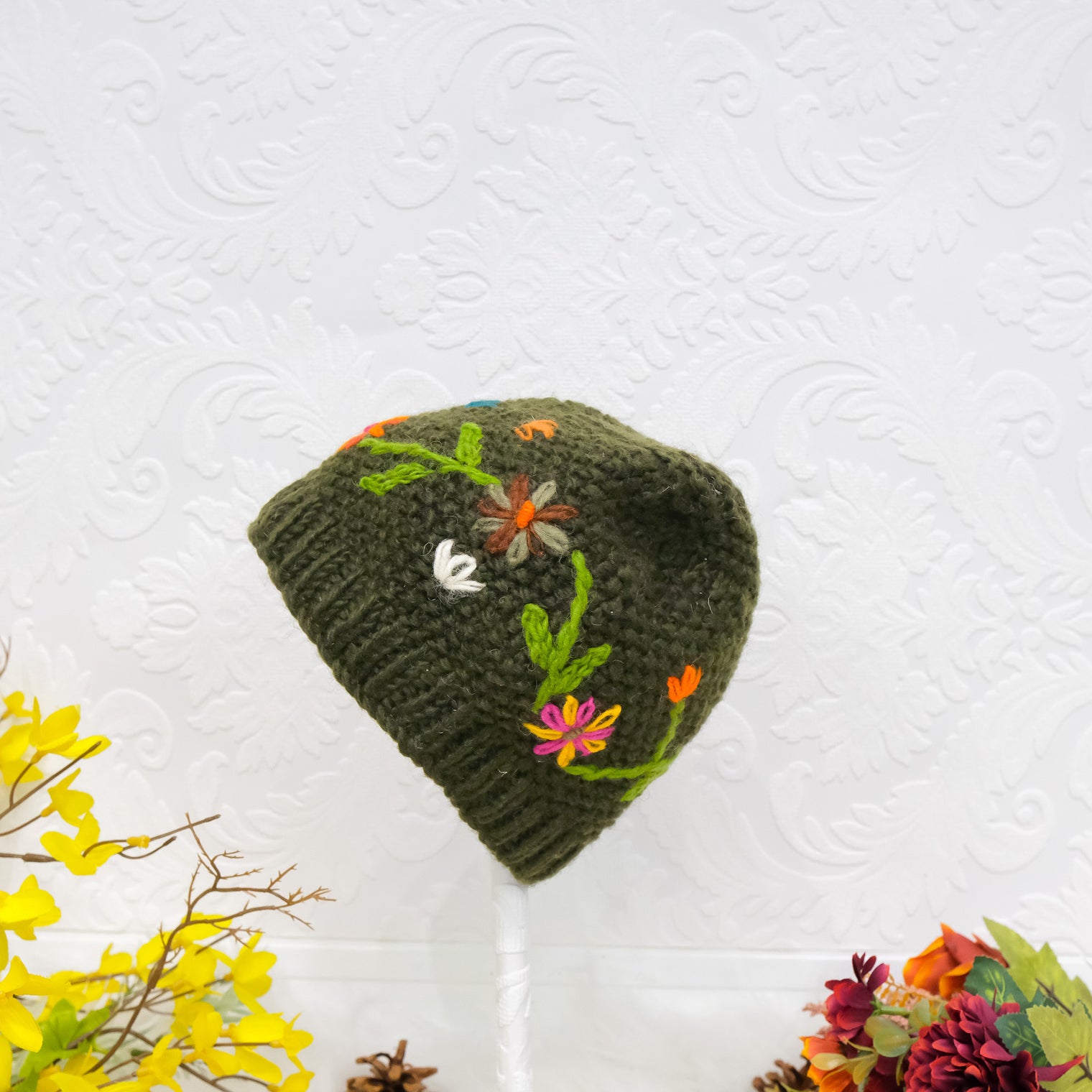 Hand Embroidery Fleece Lined Hat