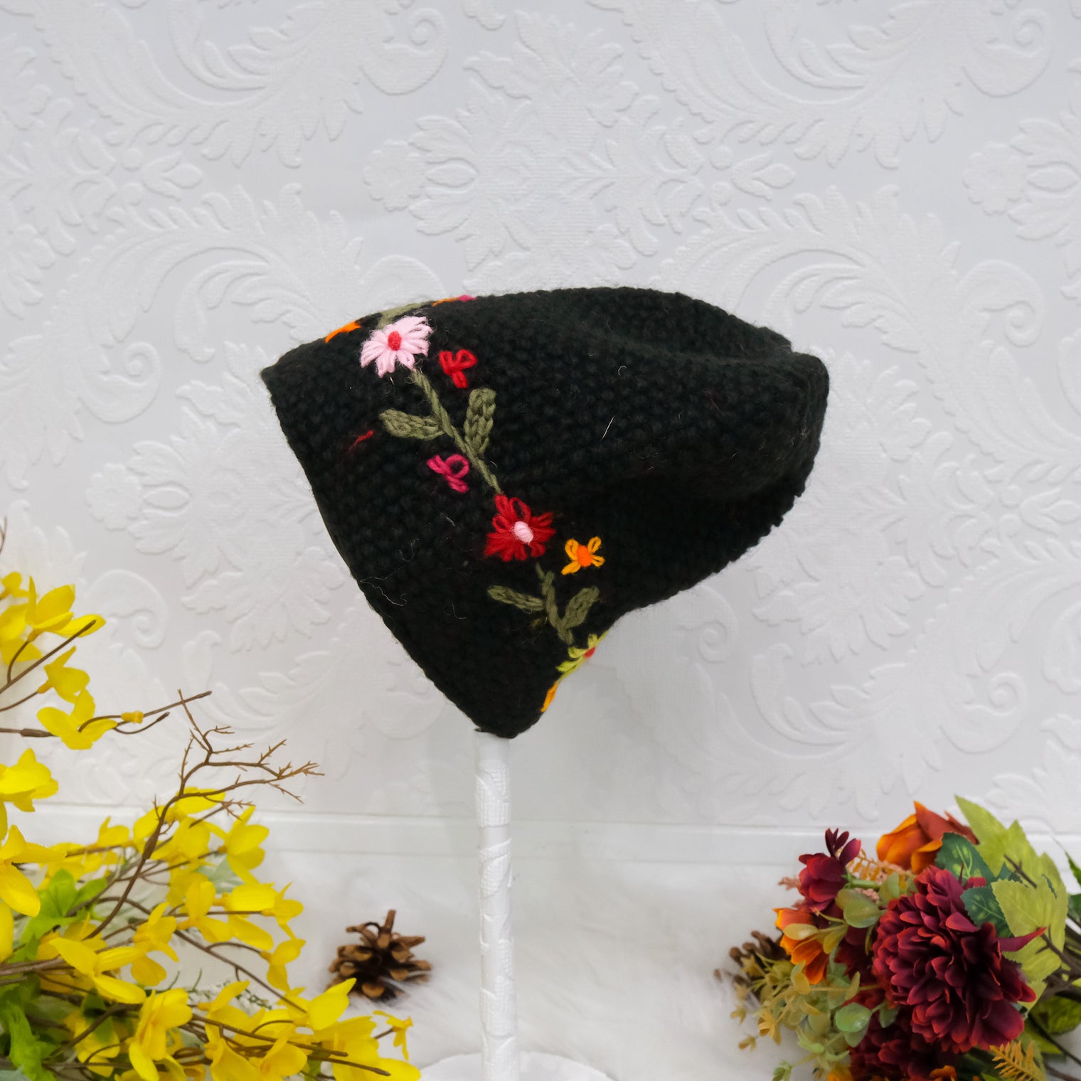 Hand Embroidery Fleece Lined Hat