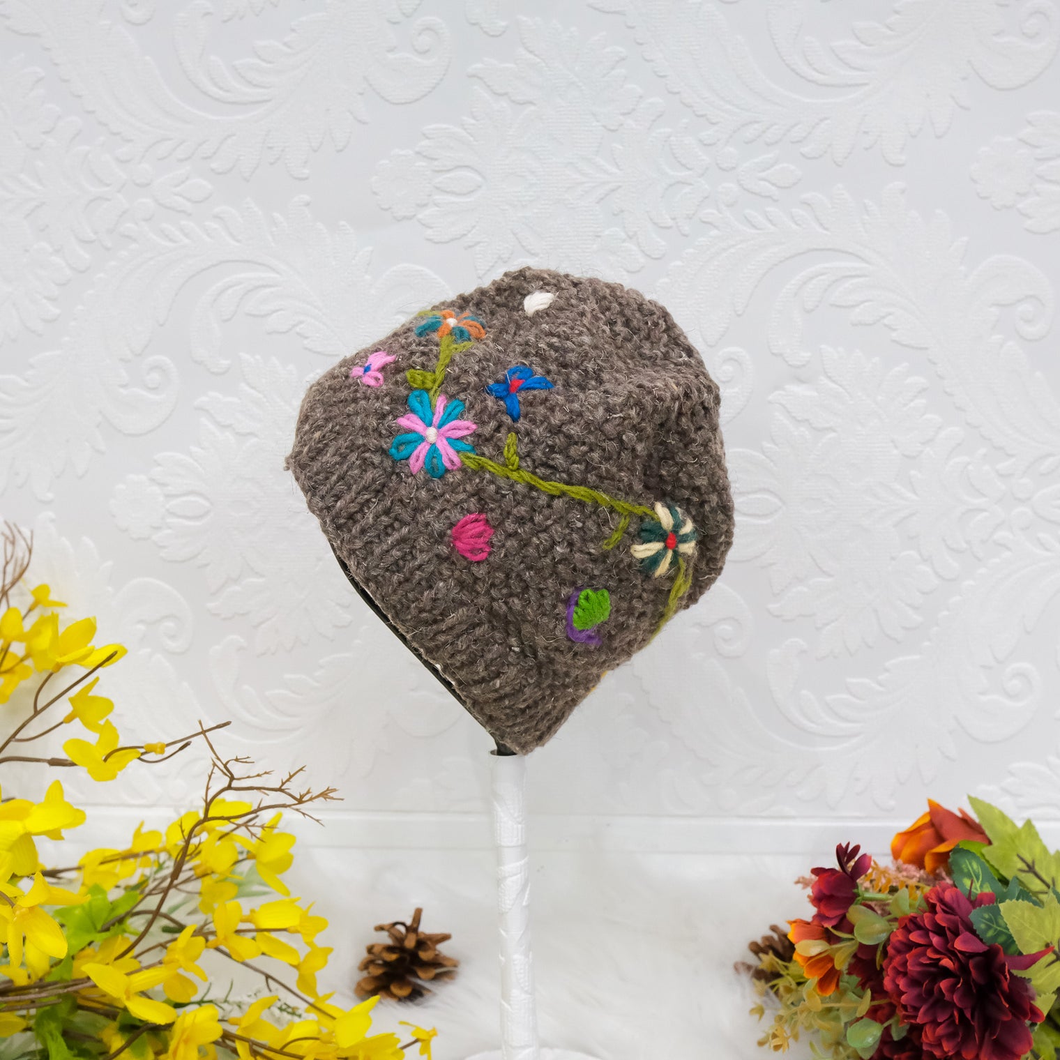 Hand Embroidery Fleece Lined Hat