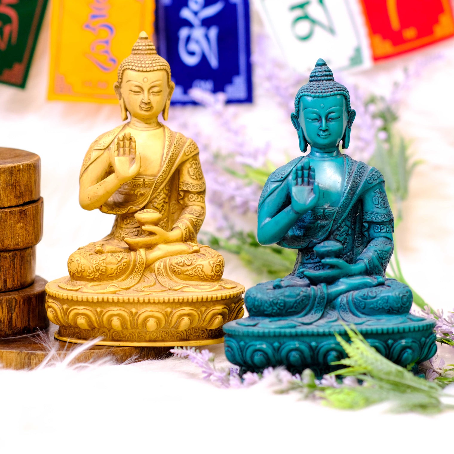 7" Handmade Blessing Buddha Statue