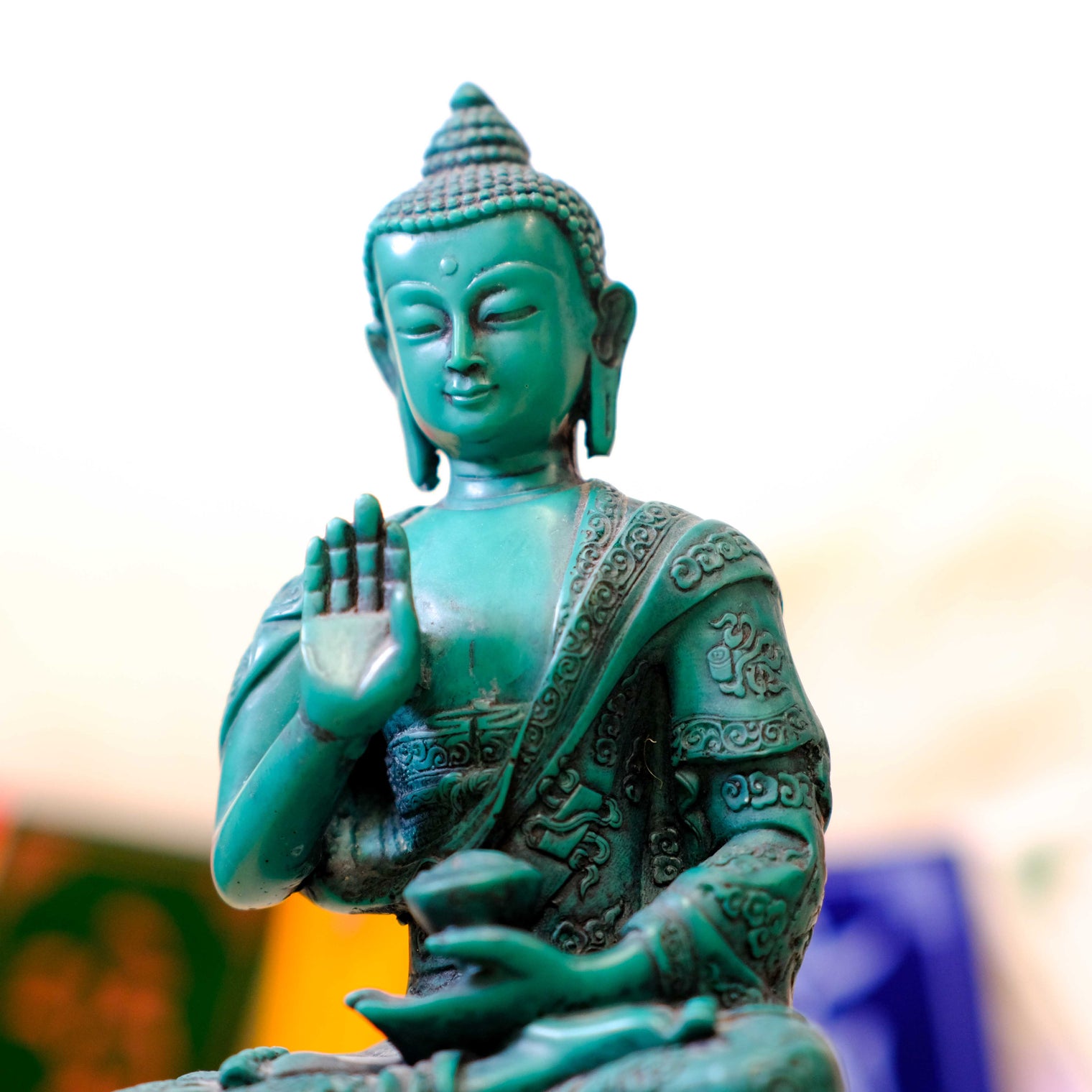 7" Handmade Blessing Buddha Statue