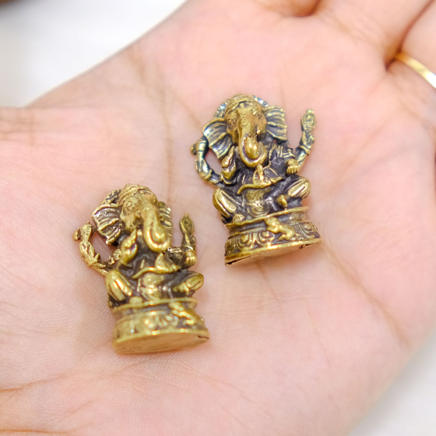 Tiny Brass Ganesha Statue
