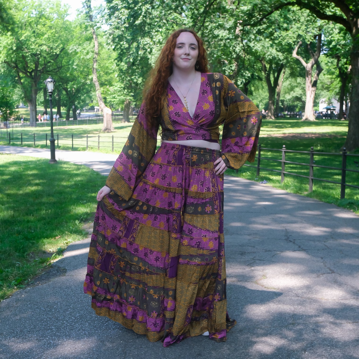 Ethereal Flowy Tiered Skirt with Flare Sleeve Top