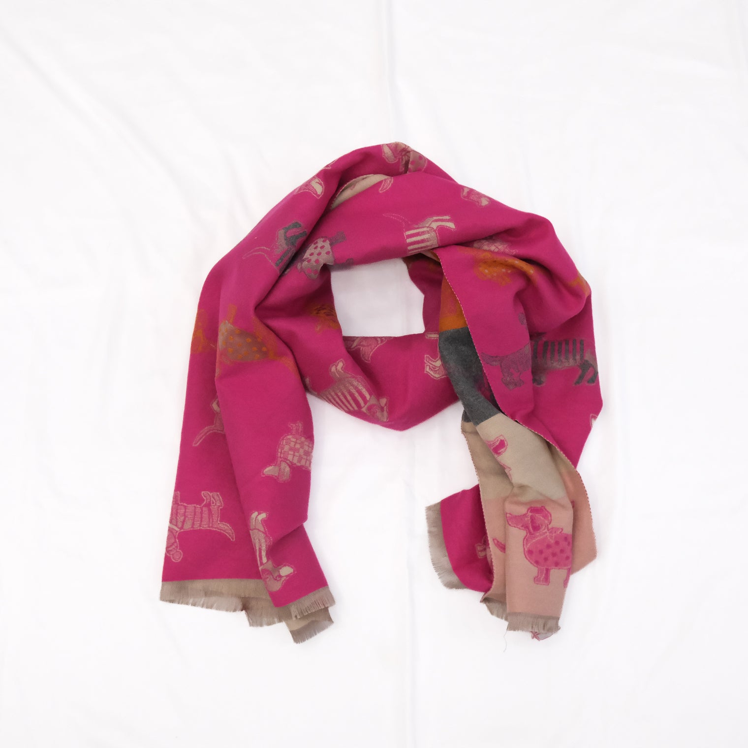 Reversible Whimsical Dog Print Oversized Scarf