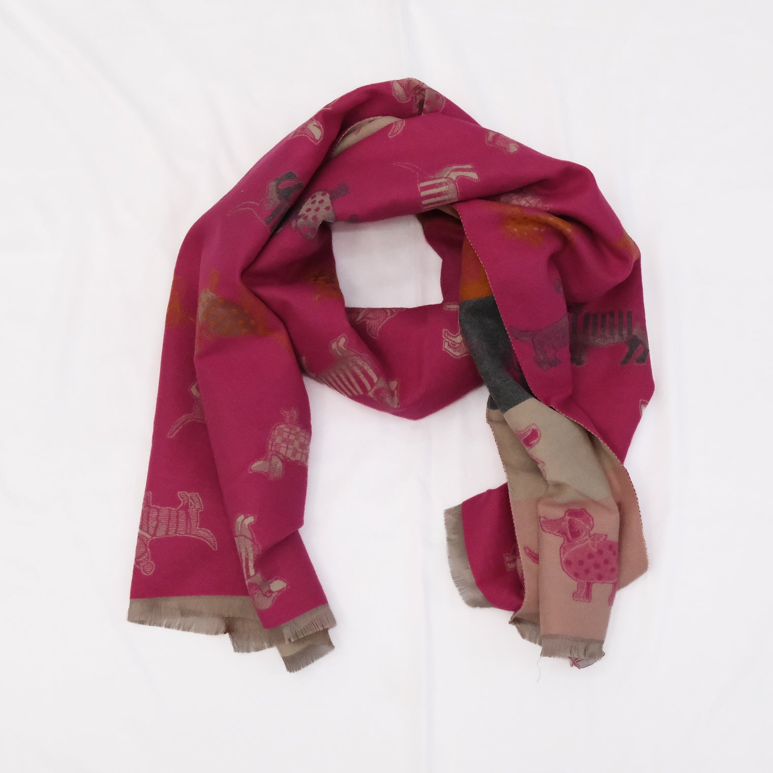 Reversible Whimsical Dog Print Oversized Scarf