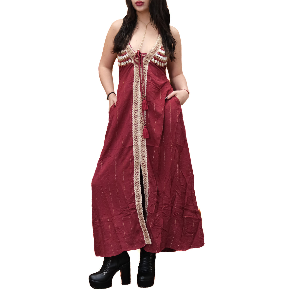 Backless Boho Halter Maxi Dress