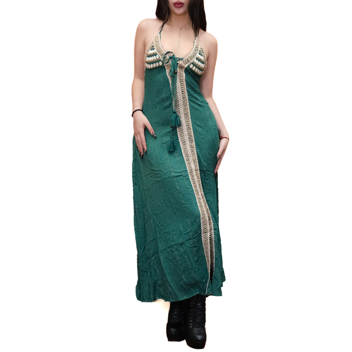 Backless Boho Halter Maxi Dress