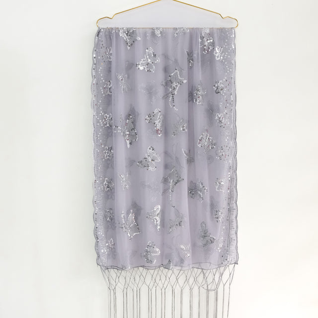 Sequin Butterfly Embroidered Shawls