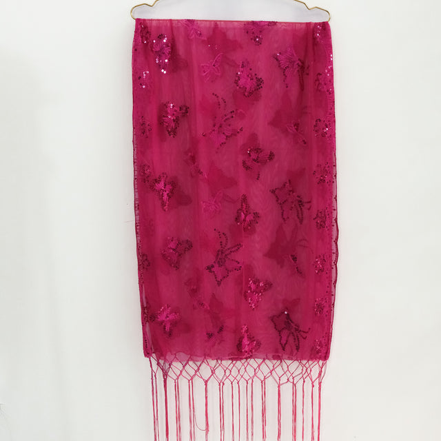 Sequin Butterfly Embroidered Shawls