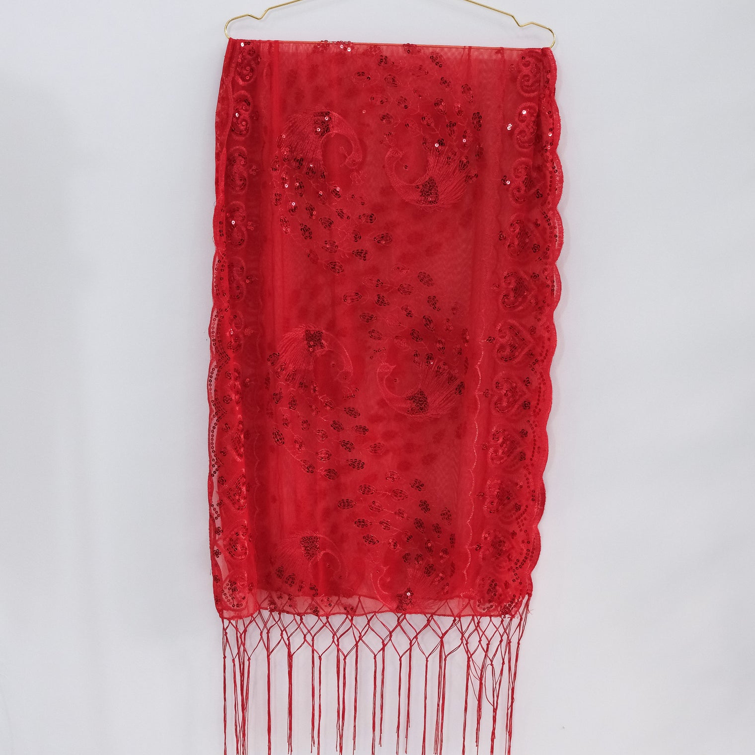 Witchy Peacock Embroidered Sequin Shawl