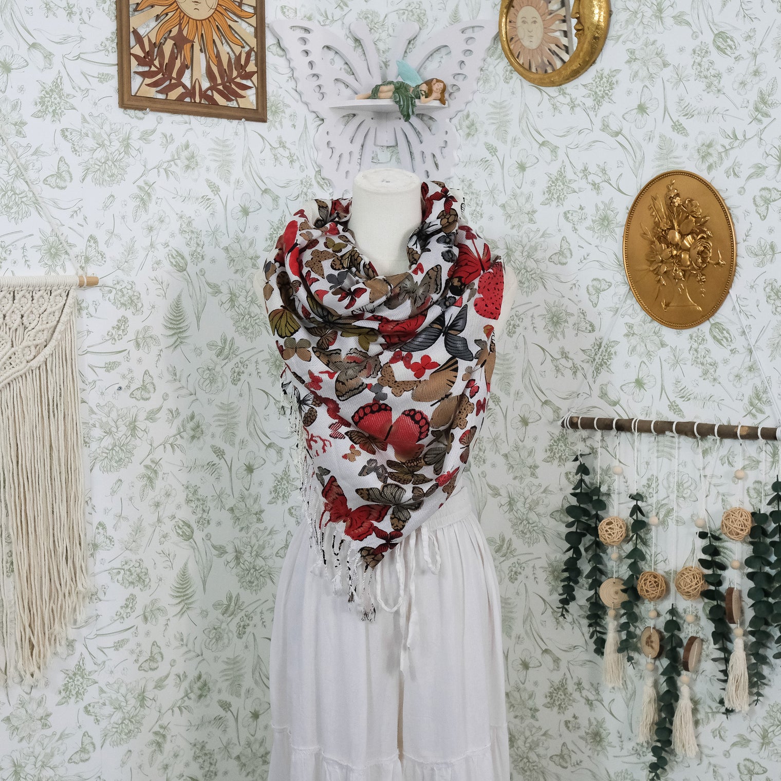 Butterfly Print Fall Winter Shawl