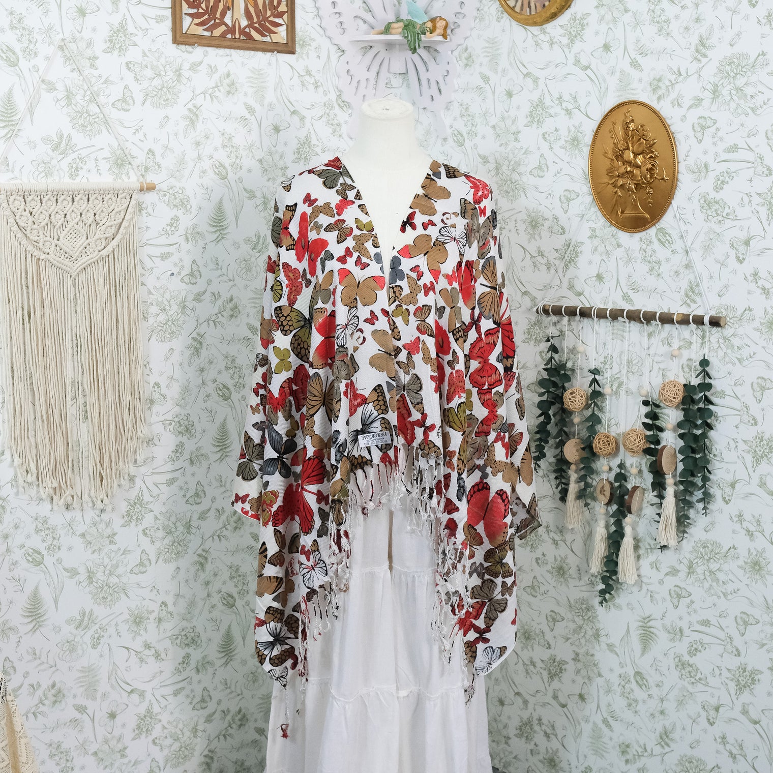 Butterfly Print Fall Winter Shawl