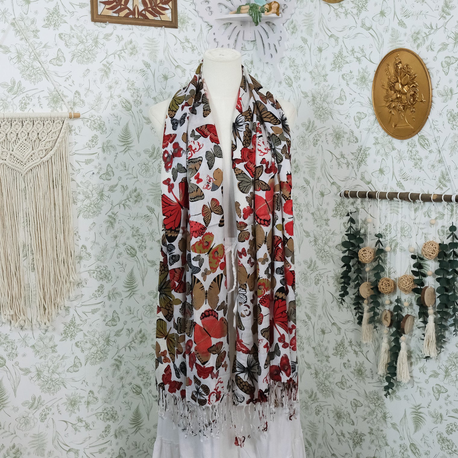 Butterfly Print Fall Winter Shawl