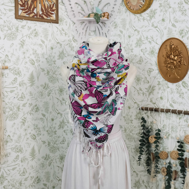 Butterfly Print Fall Winter Shawl