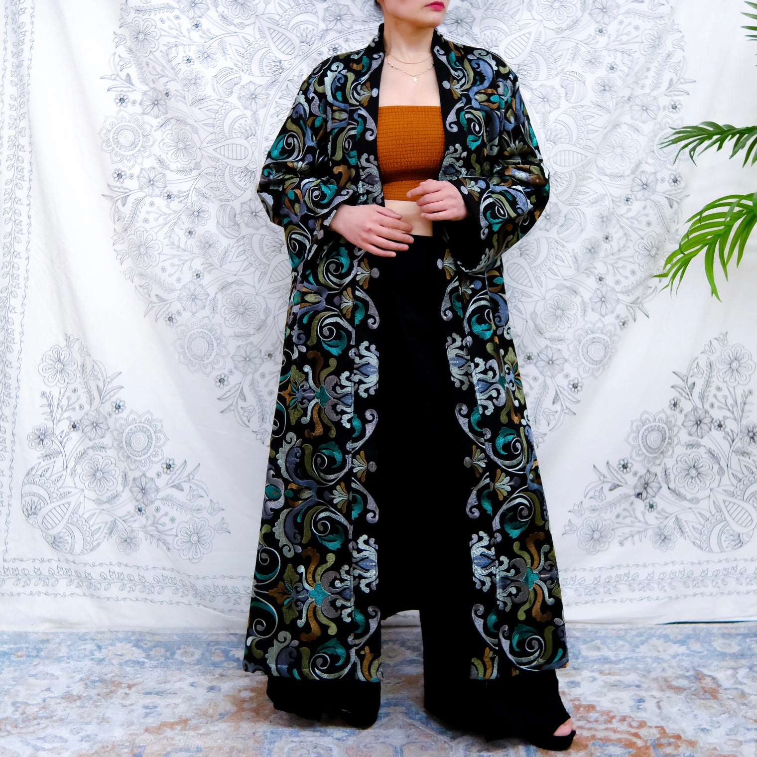 Hand Embroidered Long Unisex Kimono