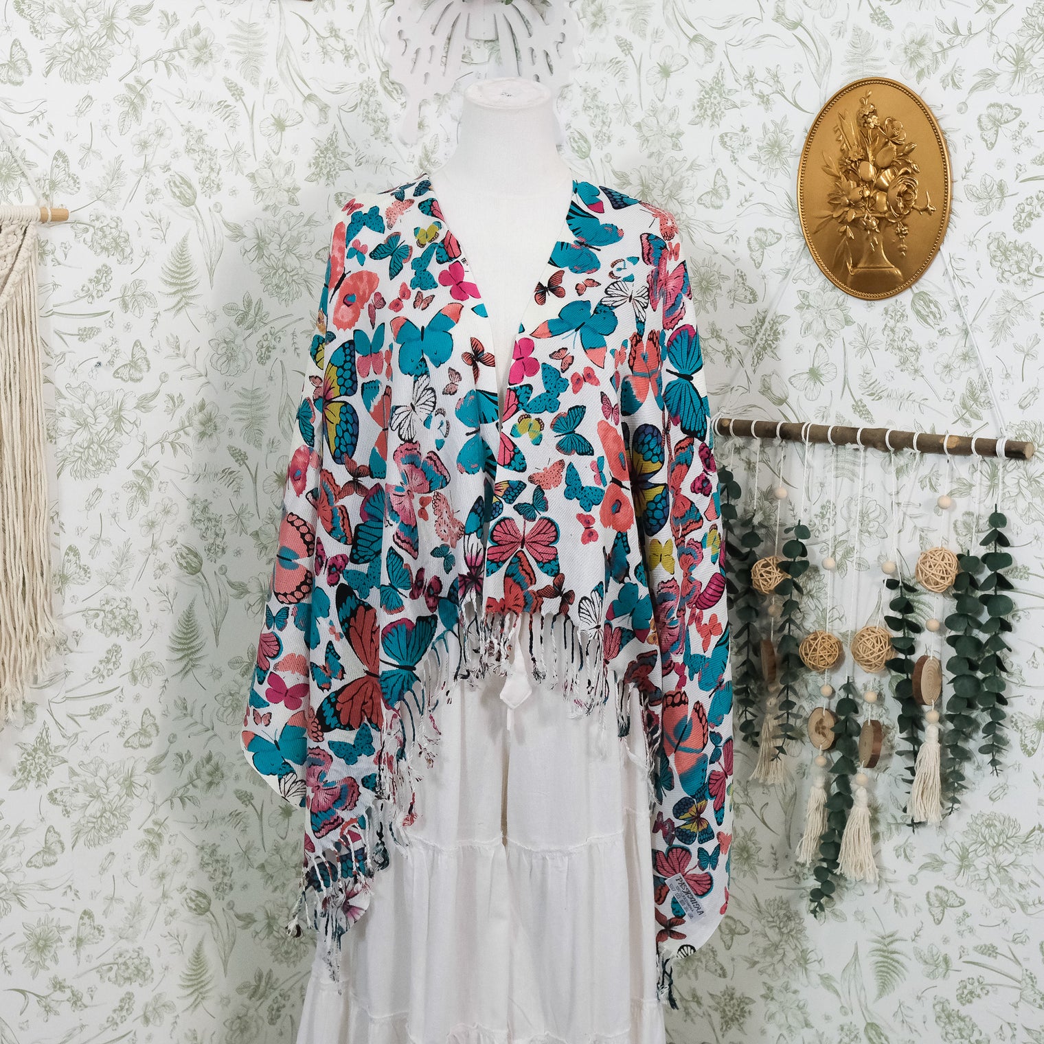 Butterfly Print Fall Winter Shawl