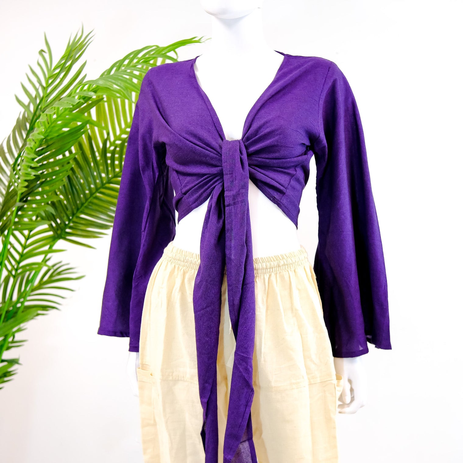 Solid Cotton Wrap Top