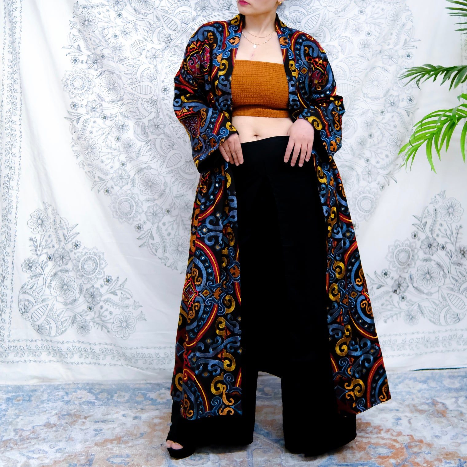 Hand Embroidered Long Unisex Kimono