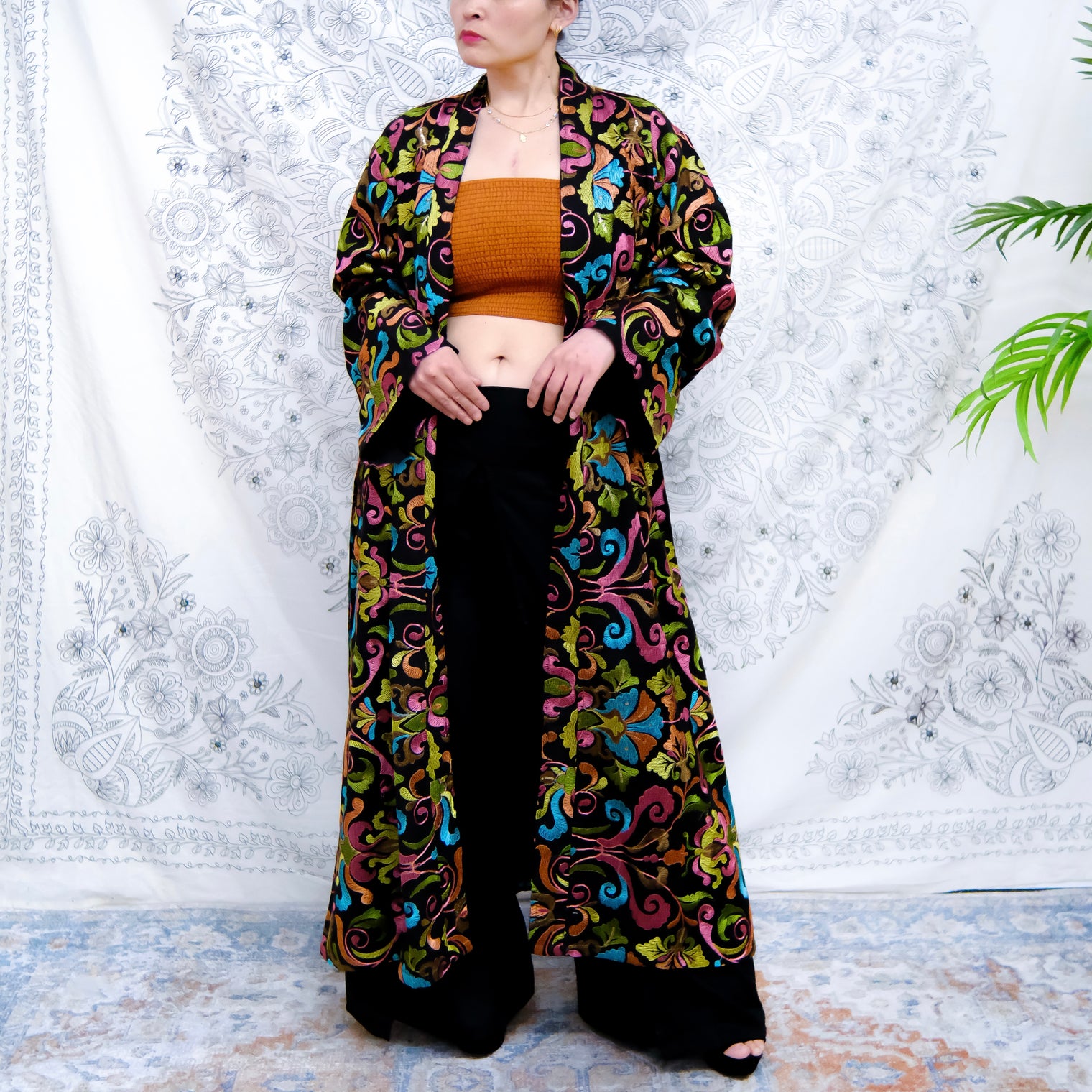 Hand Embroidered Long Unisex Kimono