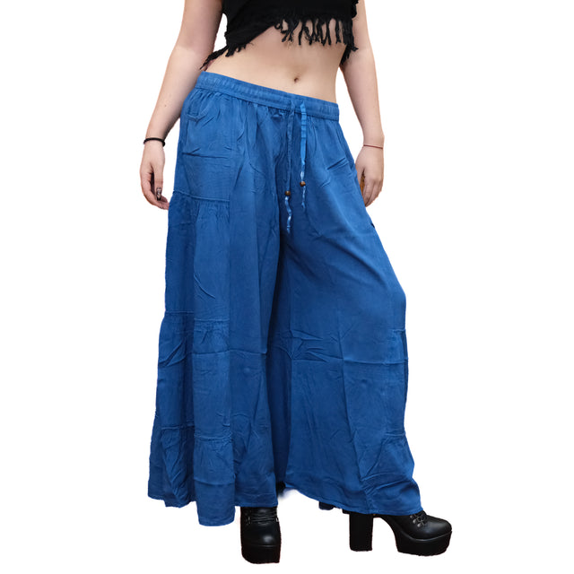 Stonewashed Boho Wide Leg Palazzo Pants