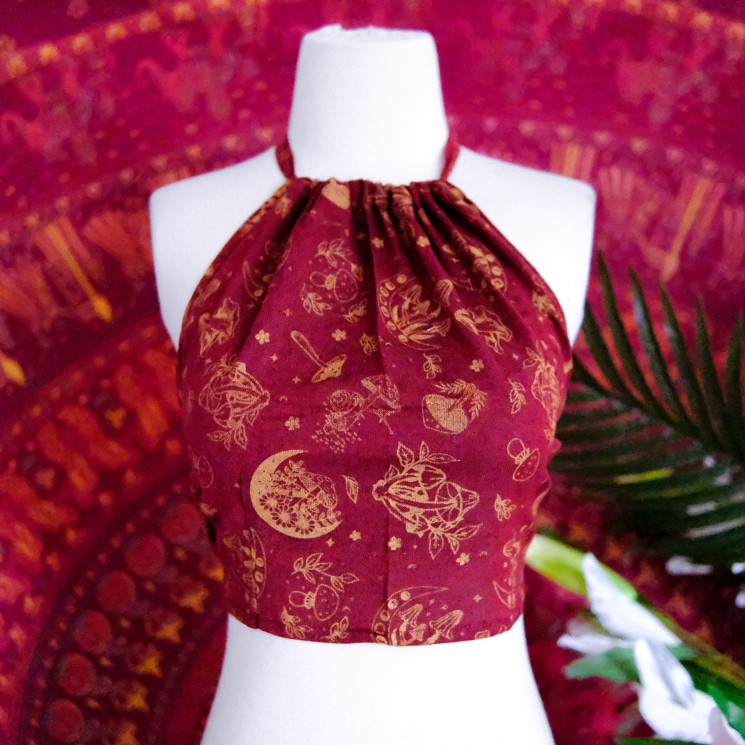 Mushroom/Celestial Halter Top