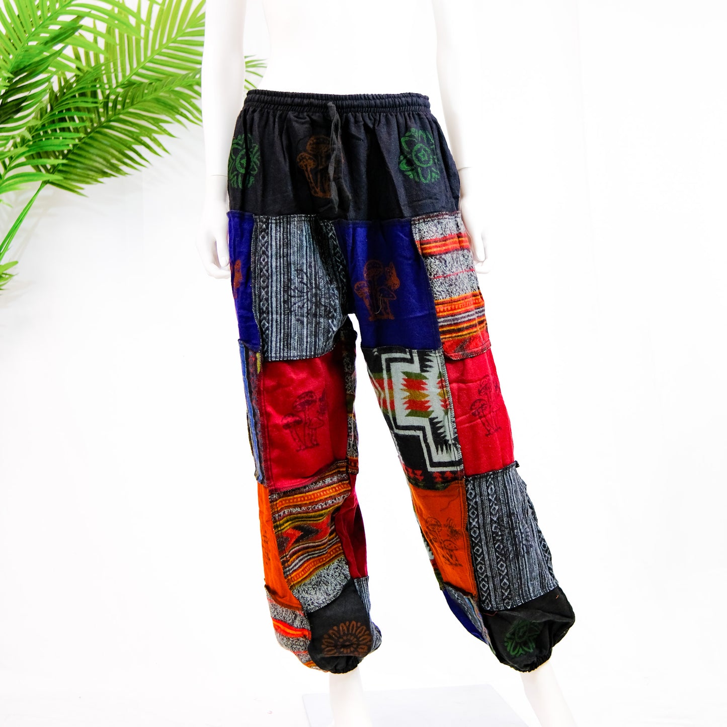 Patch Winter Joggers with Block Print