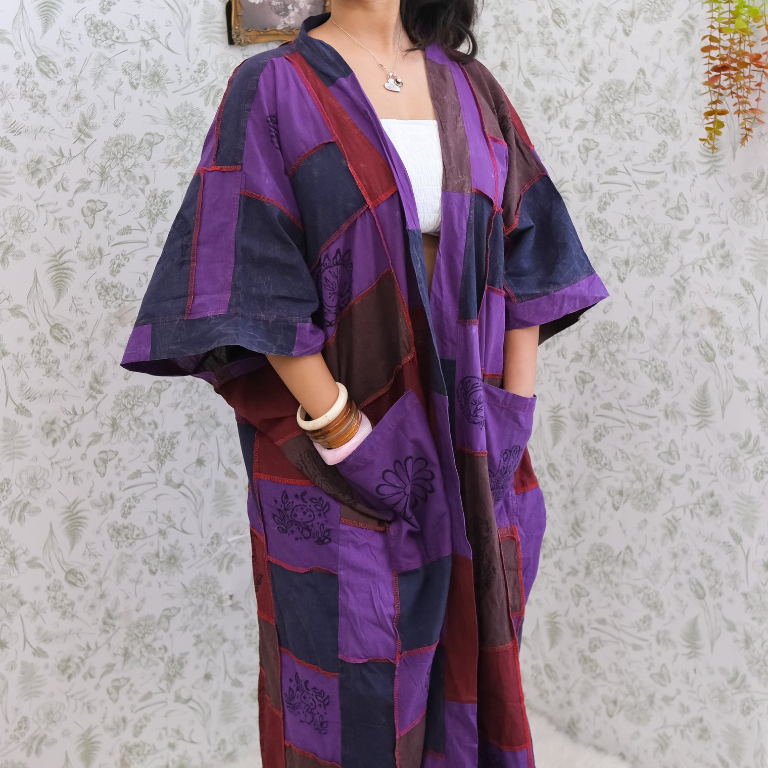 Oversized Patchwork Cotton Duster
