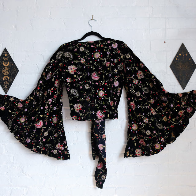 Ember Velvet Hand Embroidered Wrap Top