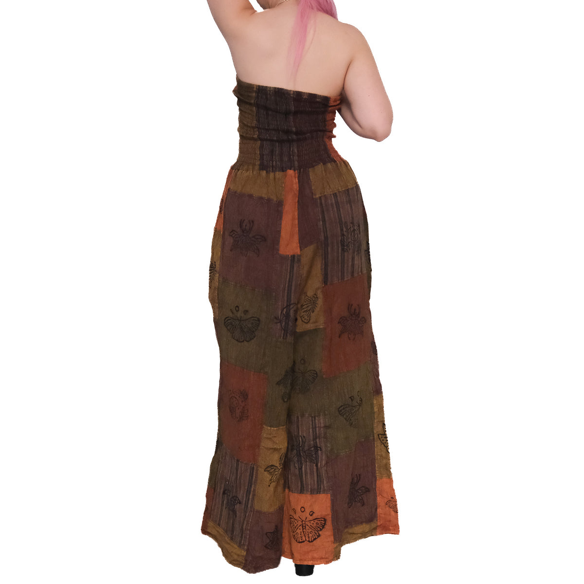 Patchwork Boho Wide Leg Harem Jumpsuit