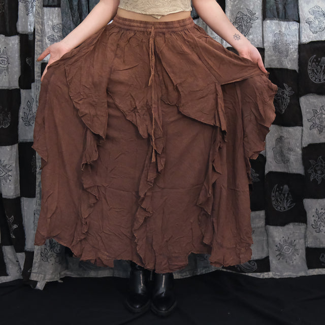 Flared Grunge Flowy Maxi Skirt