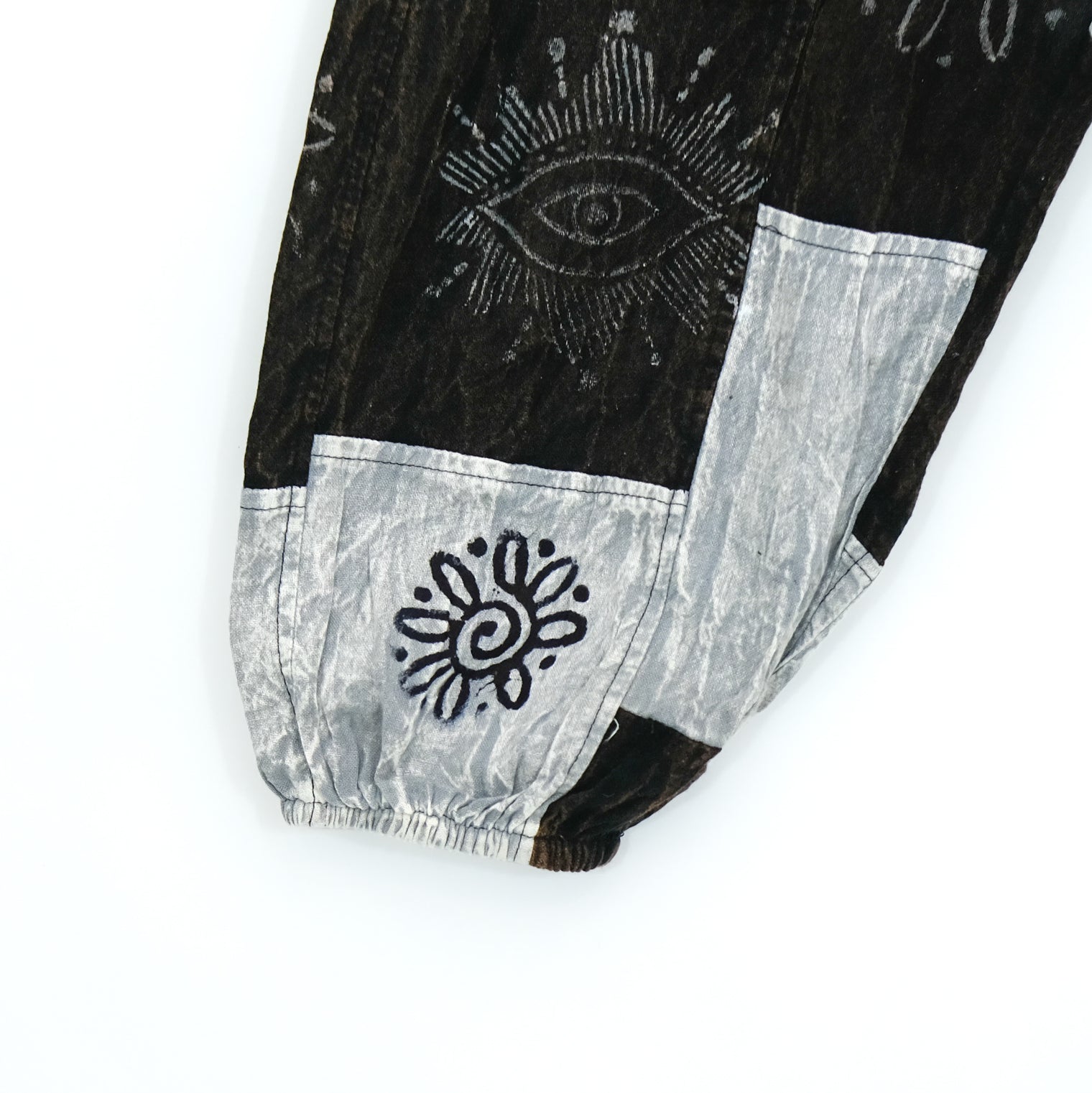 Stonewashed Cotton Patchwork Unisex Baggy Pants