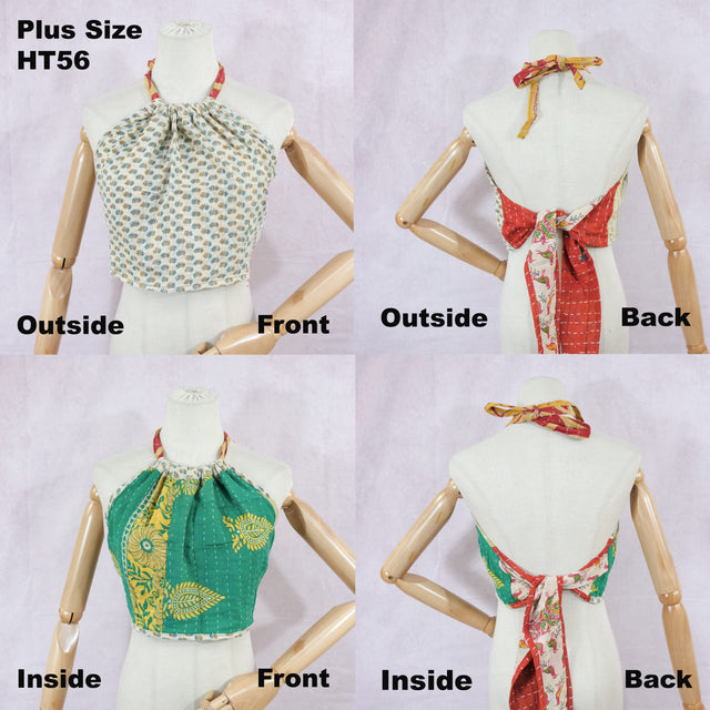 Kantha Plus Size Reversible Boho Halter Top
