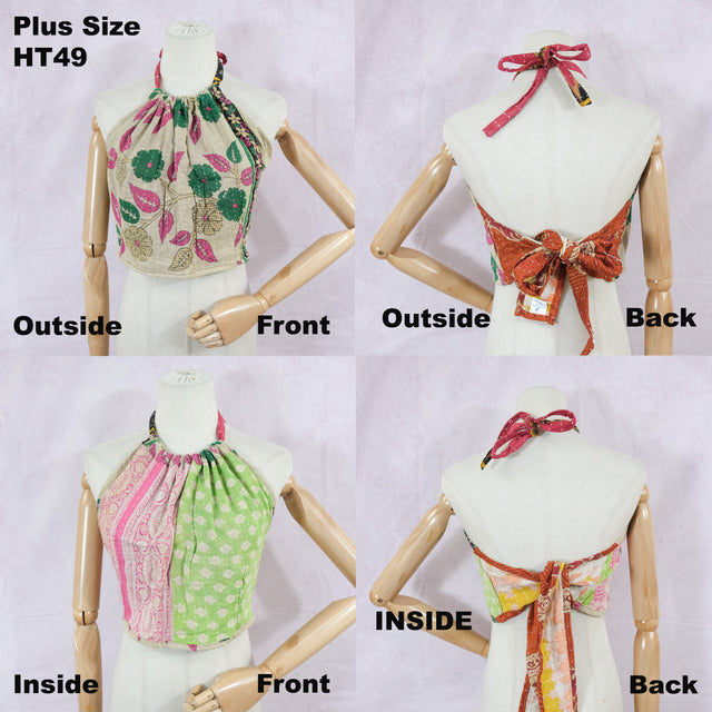 Kantha Plus Size Reversible Halter Top